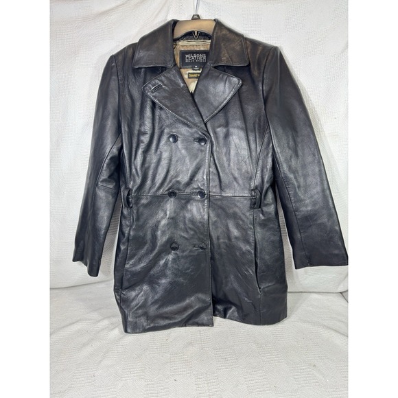 Wilsons Leather Pelle Studio Thinsulate Black Coat Jacket Size Large (see Pics)